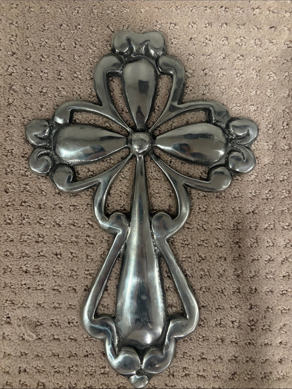 Metallic Silver Decorative Wall Cross - Brand Unknown